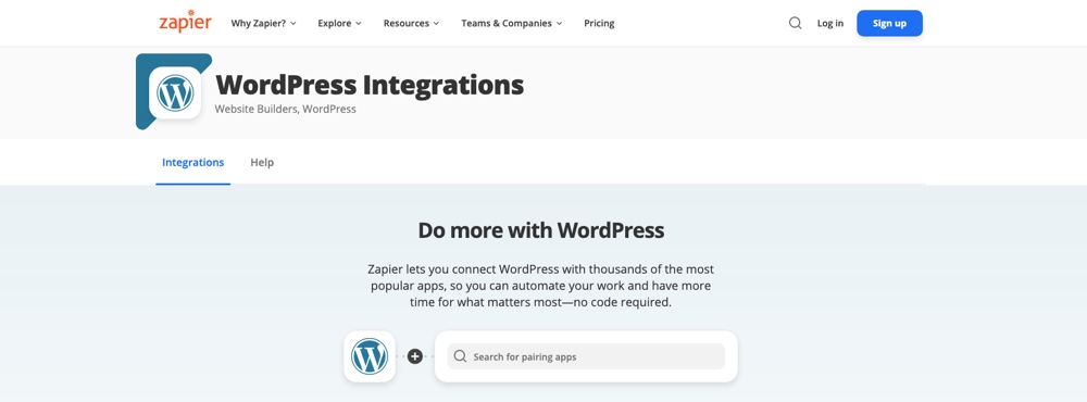 Intégration WordPress Zapier