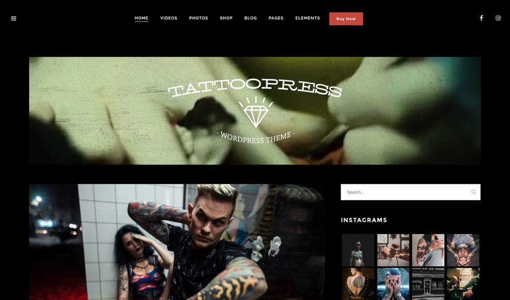 Thème WordPress pour boutique de tatouage Tattoo Pro