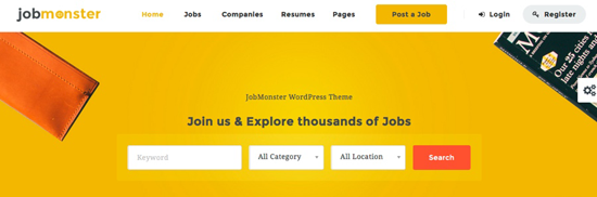 Page d'accueil de Jobmonster