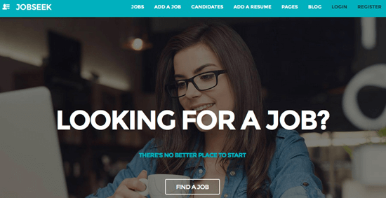 Page d'accueil de la recherche d'emploi