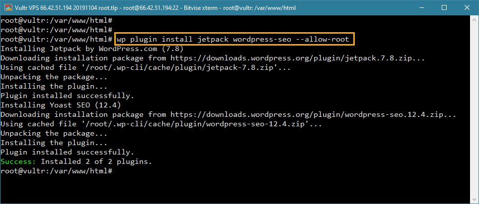wp-cli installe plusieurs plugins dans wordpress