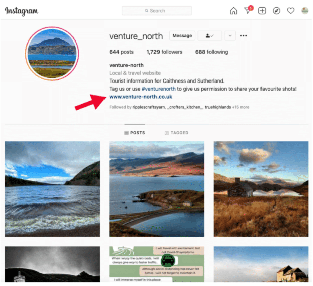 lien aventure nord dans la bio Instagram