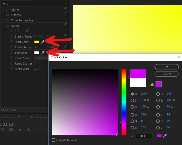 Outil de sélection de couleurs dans Adobe Premiere Pro