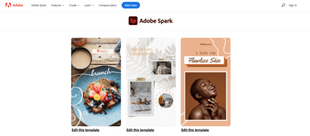 Bibliothèque gratuite Adobe Spark