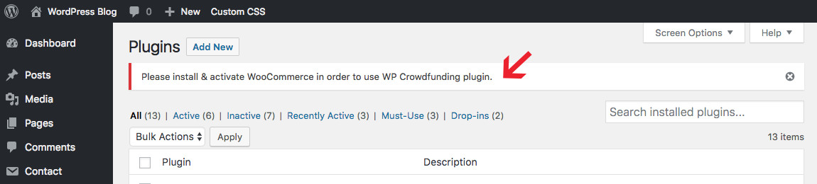 WP Crowdfunding Activer WooCommerce