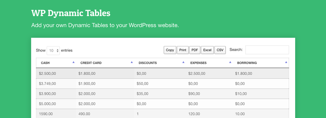Plugin WordPress Premium de tableaux de données dynamiques