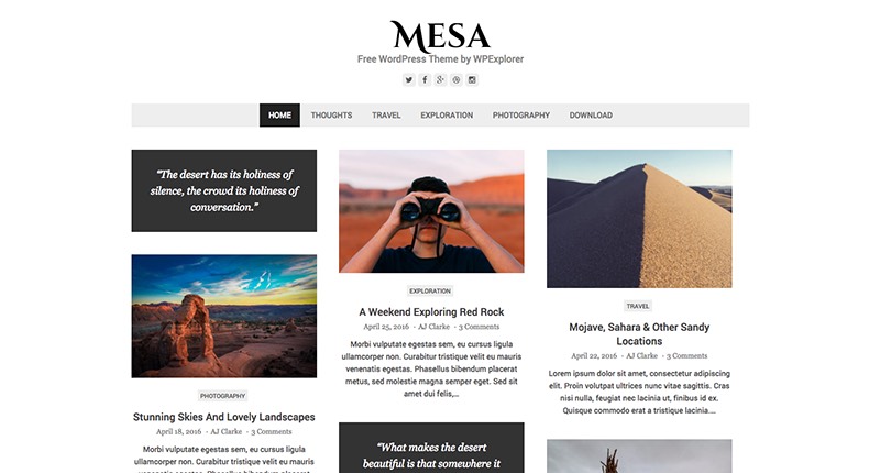 Thème WordPress gratuit Mesa
