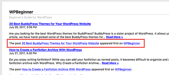 Texte de pied de page dans le flux RSS WordPress