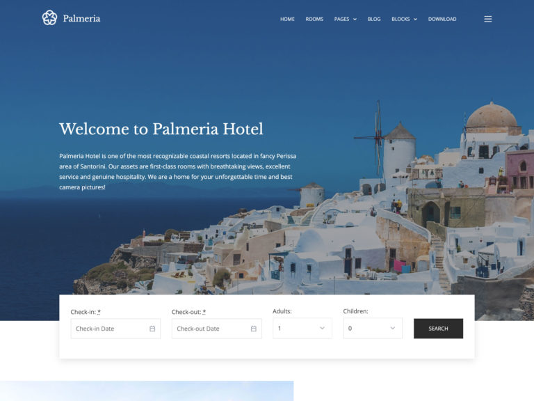 Thème WordPress pour hôtel gratuit Palmeria