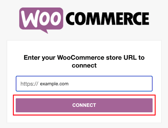 Entrez l'URL du magasin WooCommerce