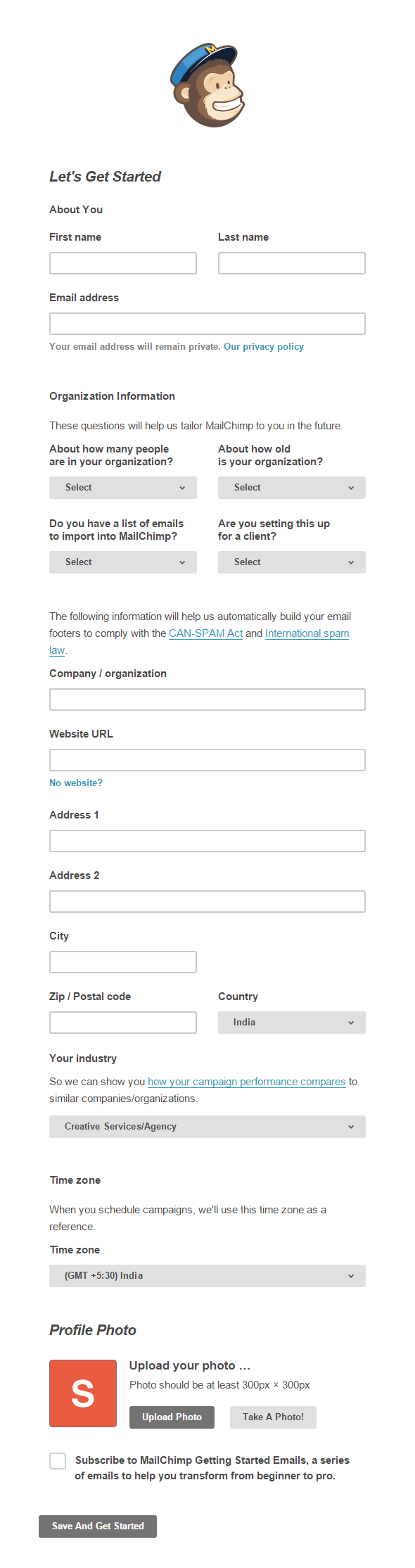Configuration du compte MailChimp