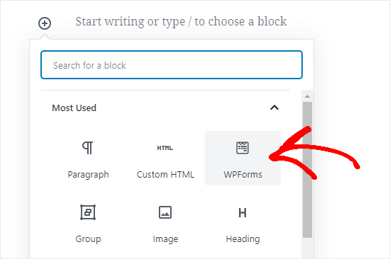 Ajouter un formulaire à votre page à l'aide de l'éditeur de blocs (Gutenberg)
