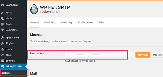 Licence SMTP WP Mail
