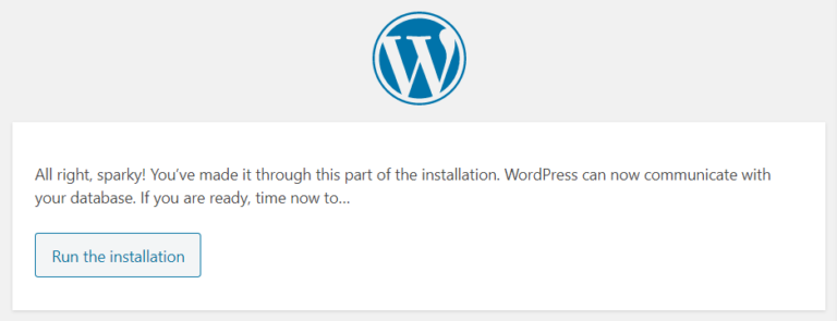 Exécuter le programme d'installation de WordPress.