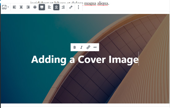 Ajoutez du texte sur votre image de couverture dans l'éditeur de blocs WordPress