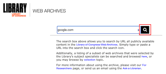 Archives Web de la Bibliothèque du Congrès