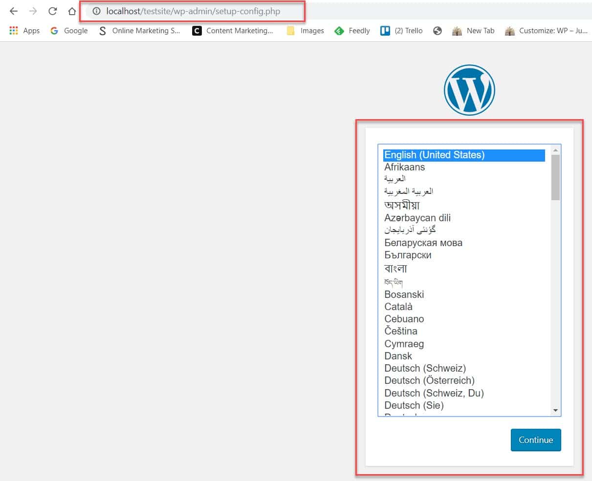 Déplacer l'installation de WordPress dans htdocs