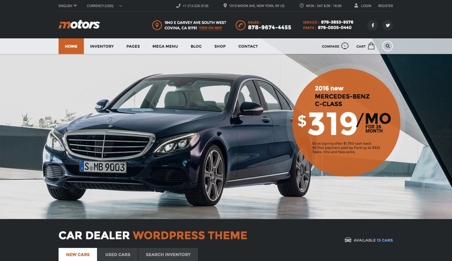 Thème WordPress pour concessionnaire automobile Motors