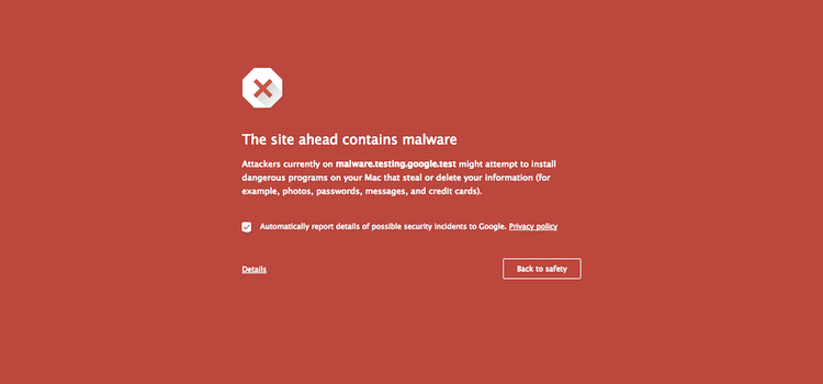 Avertissement de Google Malware