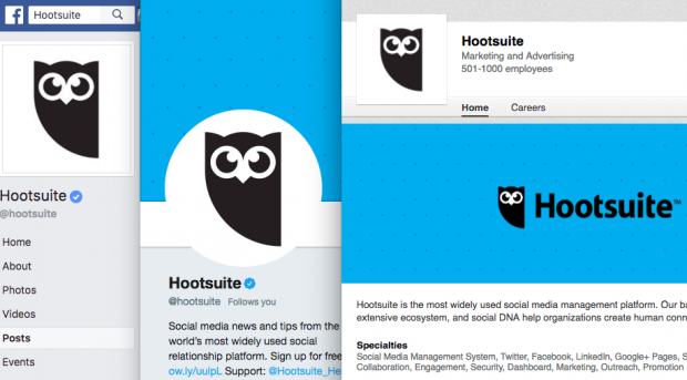 Les profils de réseaux sociaux Facebook, Twitter et LinkedIn de Themelocal avec tous le même logo
