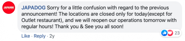 JAPADOG répond à une publication confuse sur Facebook suggérant qu'ils fermaient leurs portes.
