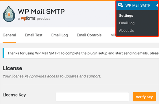 Clé de licence SMTP WP Mail