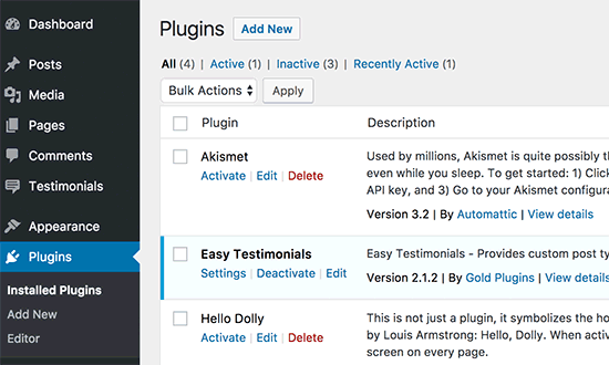 Plugins WordPress installés
