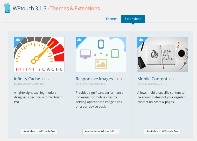 Extensions WPtouch
