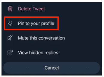 Épingler à votre option de profil