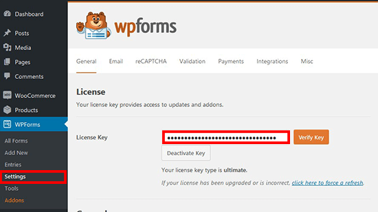 Licence WPForms