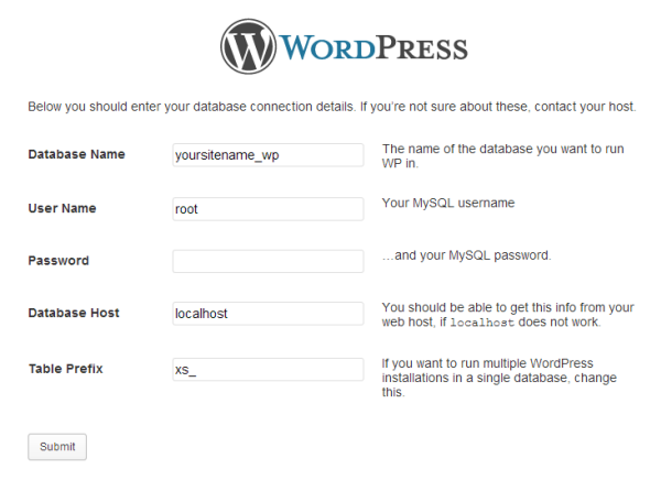 Configurer WordPress Étape 2
