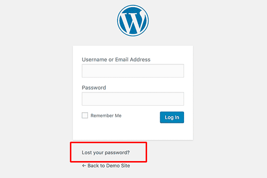 Lien de mot de passe perdu sur l'écran de connexion WordPress