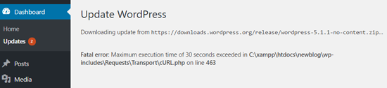 Temps d'exécution maximal de 30 secondes dépassé Erreur dans WordPress