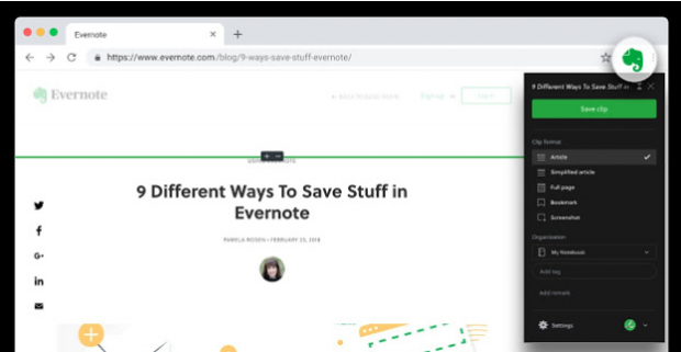 extensions chrome Evernote Web Cutter