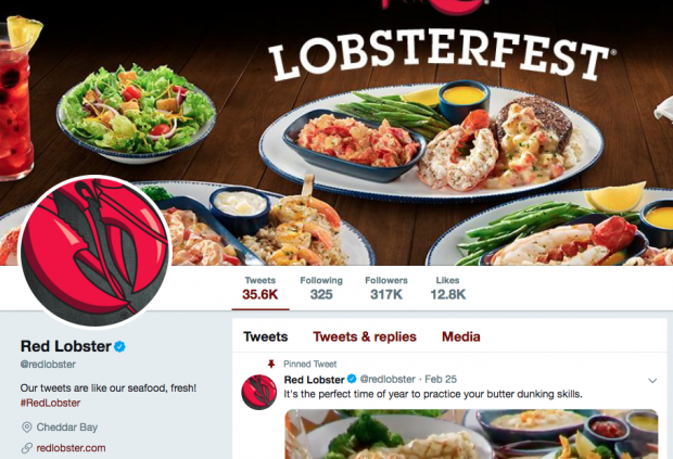 Biographie Twitter de Red Lobster