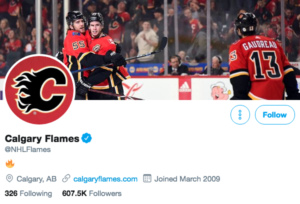 Biographie Twitter des Flames de Calgary