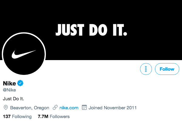 Biographie Twitter pour Nike