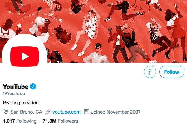 Biographie Twitter pour YouTube
