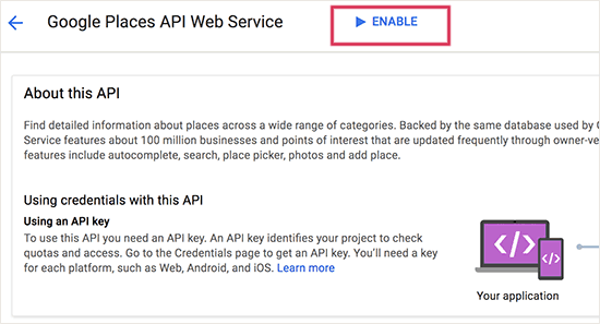 Activer l'API Google Adresses