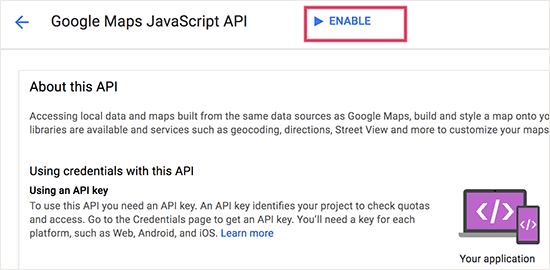 Activer l'API JavaScript