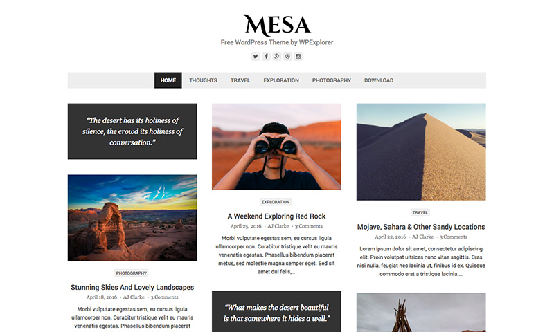 Thème WordPress gratuit Mesa