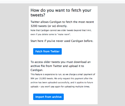 Cardigan demandant comment voulez-vous récupérer vos tweets