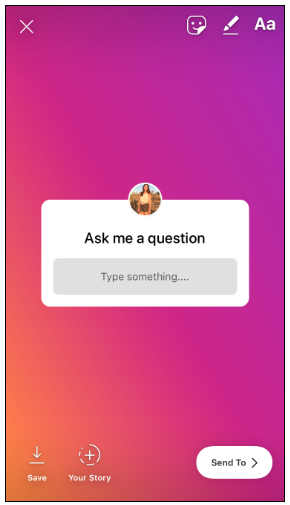 Capture d'écran de l'autocollant Questions Instagram