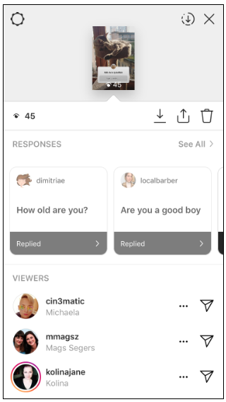 Capture d'écran de l'autocollant Questions Instagram