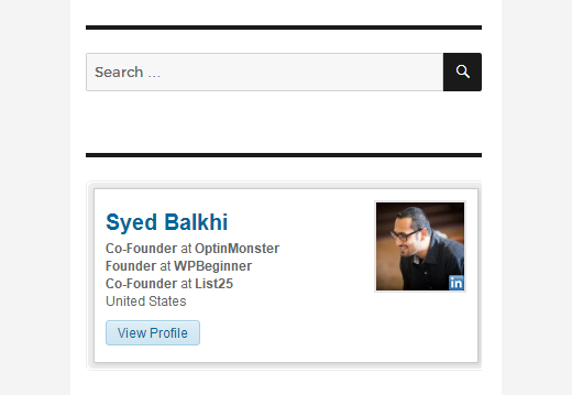 Profil LinkedIn de Syed Balkhi