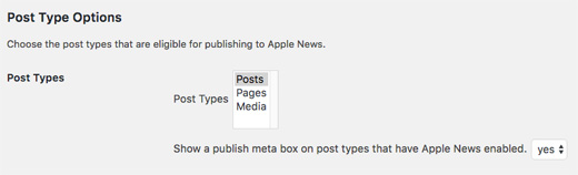 Type de publication WordPress Apple News