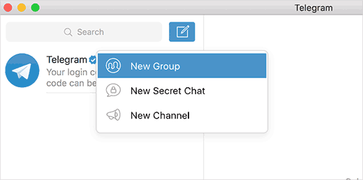 Créer un nouveau groupe Telegram