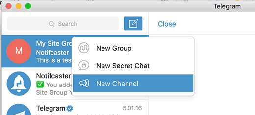 Créer une nouvelle chaîne Telegram
