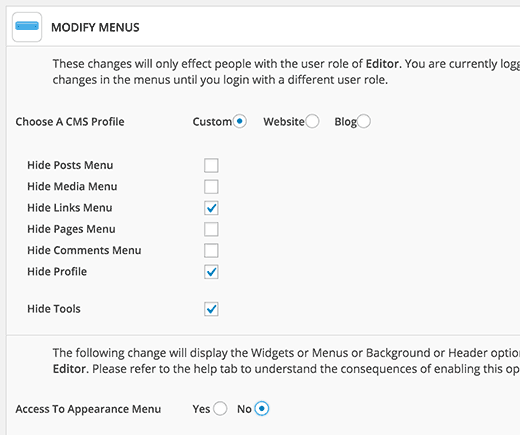 Modification des menus d'administration WordPress