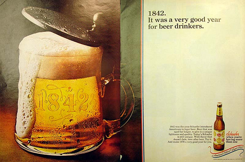 Publicité pour la bière Schaefer dans Ebony Magazine